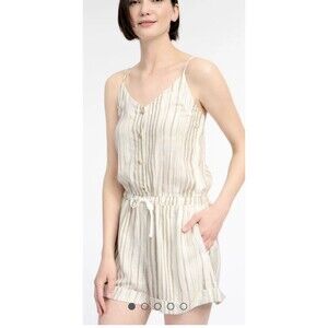 Splendid Summer Romper Shorts White Sedona Striped Boho Cottage Core Size XL